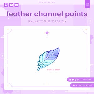 Icono de puntos de canal de Twitch de Feather (azul) / Emotes lindos, insignias de suscripción para streamers, roles de YouTube y Discord