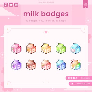 Milk Carton Twitch Sub Abzeichen | Cheer & Bit Anstecker | Twitch Sub Abzeichen | Sub Anstecker Cute | Discord Rollen | Badges | Youtube, Discord