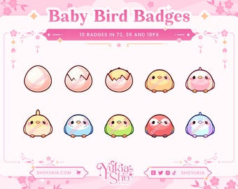 Kawaii Baby Bird Sub Badges for Twitch/Youtube/Discord | Bit Badges | Twitch Sub Badges | Subscriber Badges | Discord Roles | Stream Badges