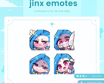 Twitch Emote Pack : Jinx  | LoL Emotes for Discord, YouTube & TikTok