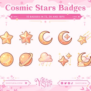 Cosmic Stars Sub Badges (Gold)  for Twitch/YouTube/Discord | Bit Badges | Twitch Sub Badges | Stream Badges | Discord Roles | Youtube Badges