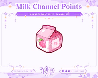 Strawberry Milk Channel Points for  Twitch | Twitch Channel Point Icon | Twitch Channel Point Redeem | Stream Emotes |  Cute Twitch