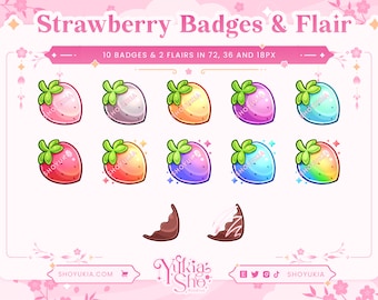 Strawberry Sub Badges & Sub Badge Flair for Twitch/YouTube| Bit Badges | Twitch Sub Badges  Badges | Discord Roles | Cute Sub Badges