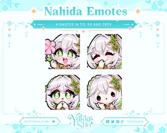 Nahida Emote Set for Twitch/Discord/Youtube |  Custom Twitch Emotes | Twitch Emote | Discord Emote | Discord Stickers | Stream Emotes