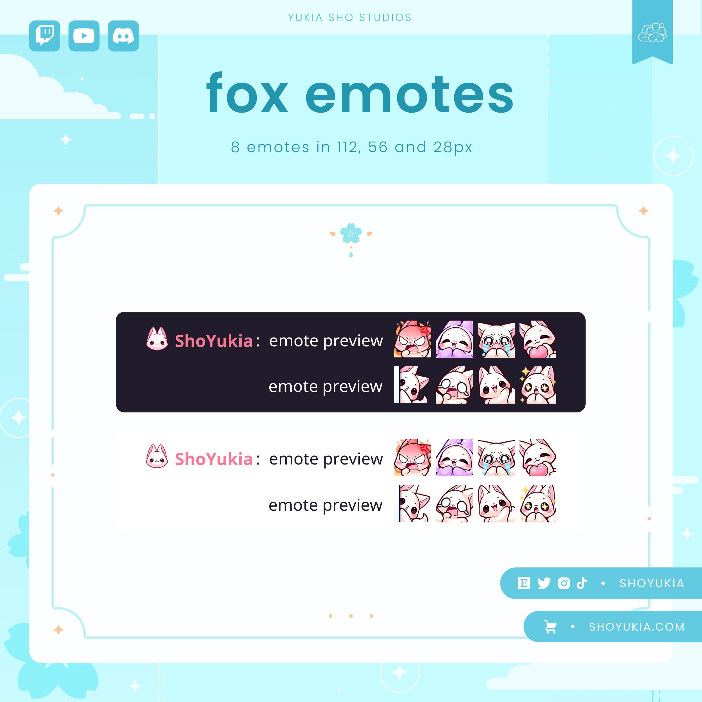Fox Twitch Emote Pack | Kawaii Animal Discord Emote - Etsy