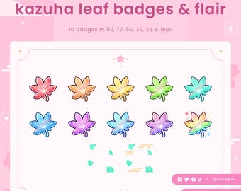 Kazuha Leaf Twitch サブスクライバーバッジ＆フレアパック | 配信/Discord 用ビットバッジ、チャンネルポイント