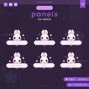 Panels Twitch : Lapin kawaii (violet) | Graphismes de streaming pour streamers