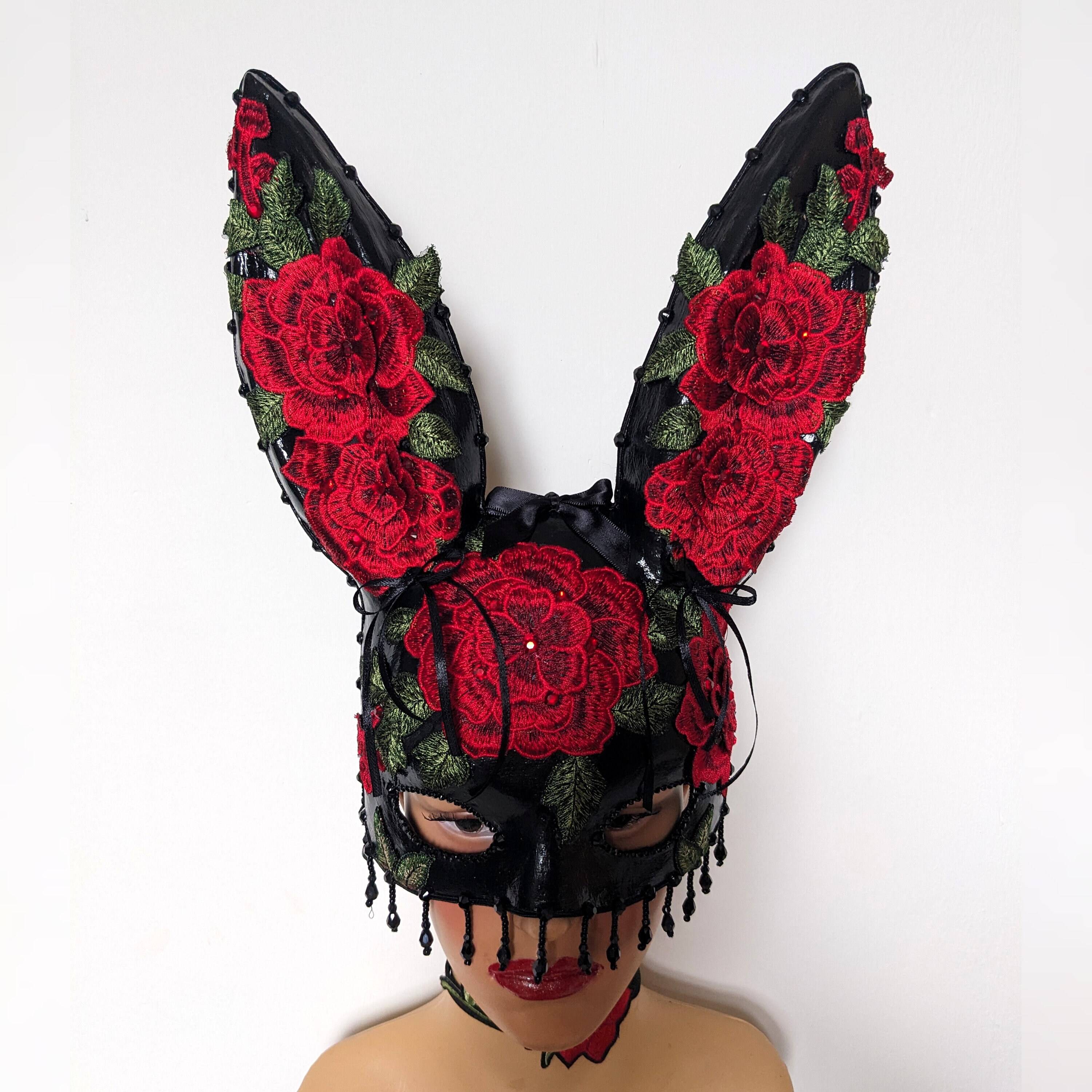 Beautiful Rabbit Mask Roses and Rhinestones Bunny Rabbit Costume Mask - Etsy