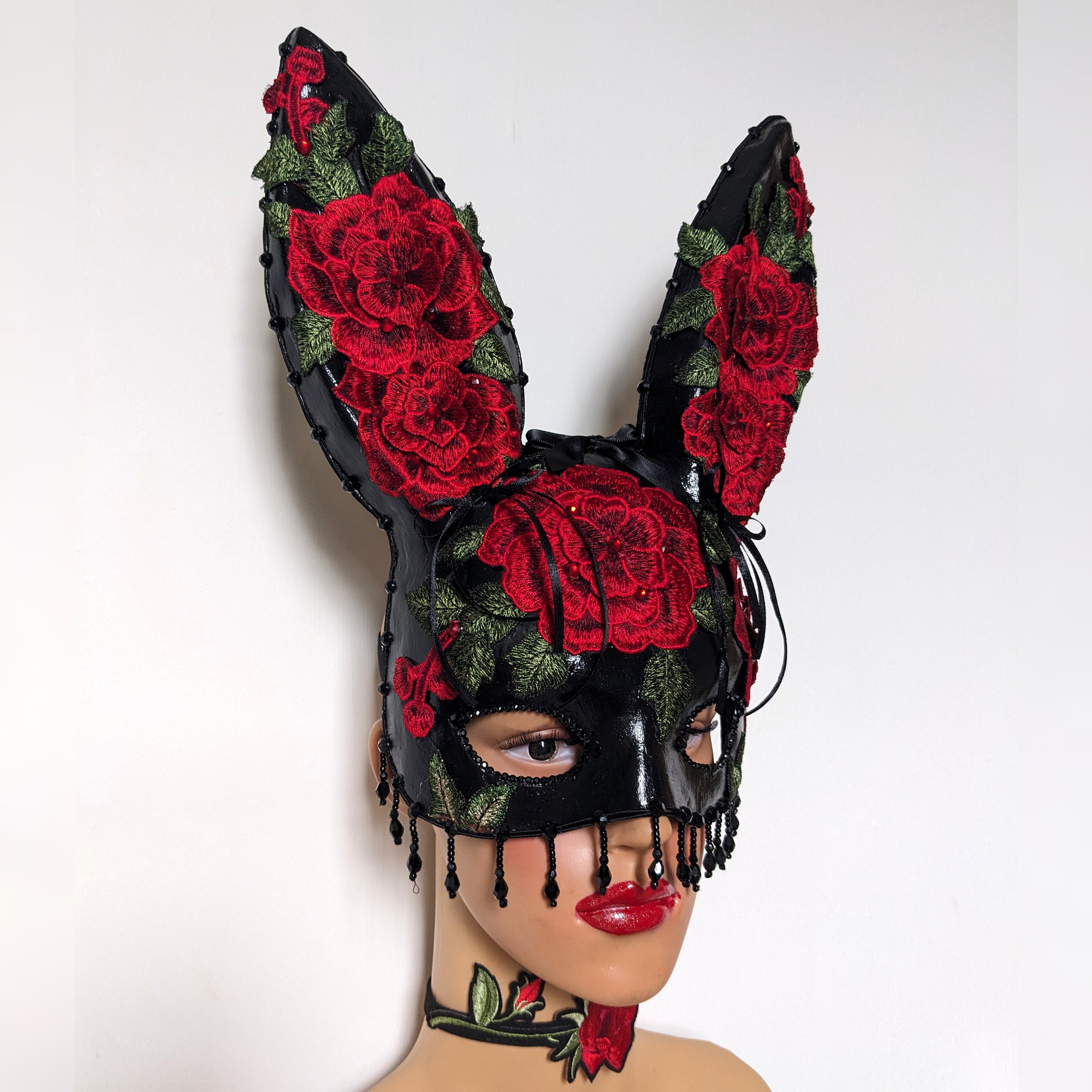 Beautiful Rabbit Mask Roses and Rhinestones Bunny Rabbit Costume Mask - Etsy