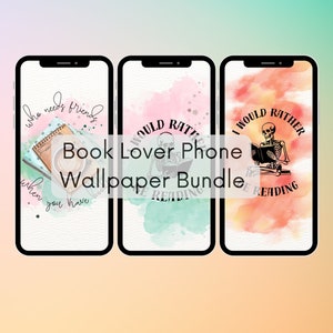 Bookish Phone wallpaper set for iPhone and Android. iPhone wallpaper set. Android wallpaper set.