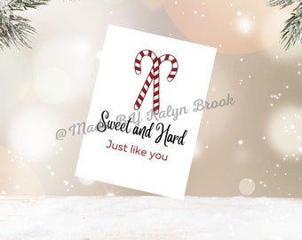 Naughty Christmas Card for Him. Printable Holiday Greeting card. Digital Download