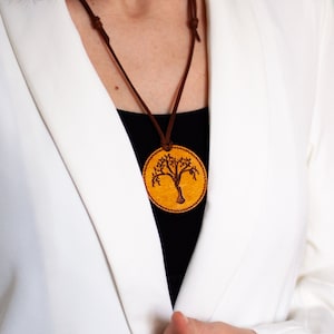 Tree of life pendant with adjustable faux leather cord, Yggdrasil talisman, Norse mythology, Celtic Tree, Pagan druid protection amulet