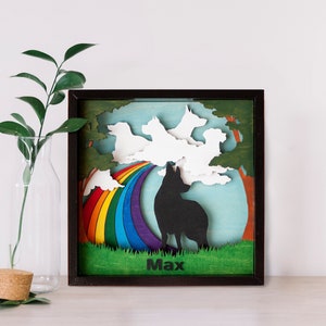 Cadeau personnalisé de perte de chien, Accrochage mural commémoratif personnalisé pour animaux de compagnie, Cadeau de sympathie pour le propriétaire d’un animal de compagnie, En mémoire aimante du chien, Sur le pont arc-en-ciel