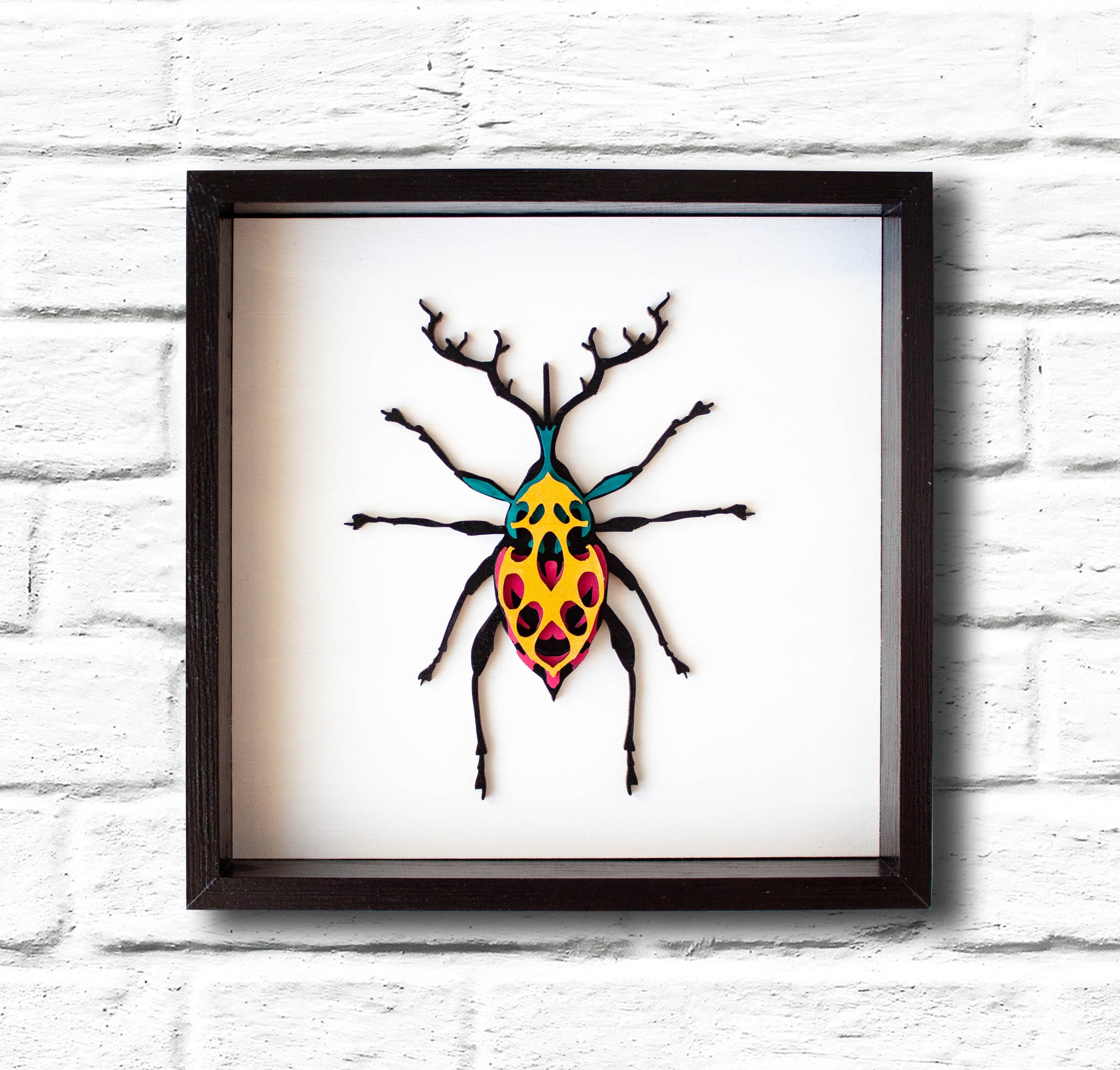 Holz handbemalte Käfer gerahmt. Original Insekten Wandbehang. | Etsy
