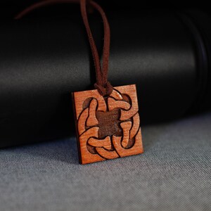 Engraved celtic knot, Celtic everyday necklace, Protection amulet with faux leather cord, Pagan talisman, Irish jewelry, Mens necklace