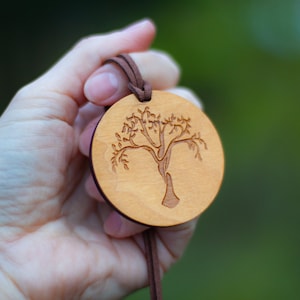 Mother Earth talisman with adjustable cord, Yggdrasil wooden pendant, Celtic Tree of Life charm, Norse Viking amulet, Gaia goddess jewelry