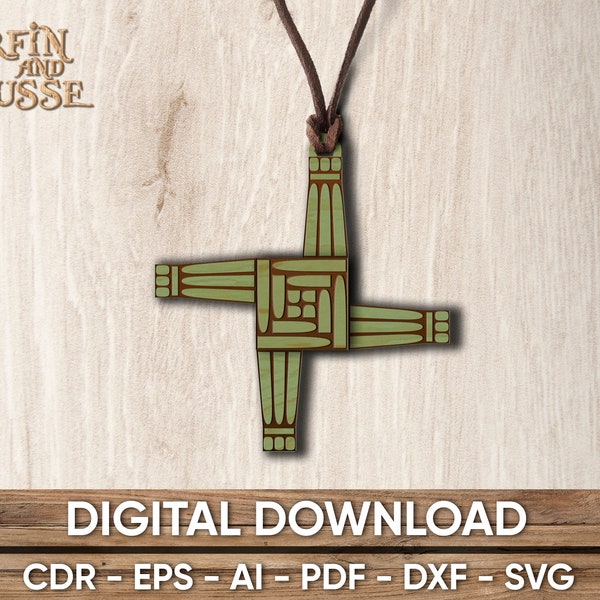 Brigid's cross design for cutting project, Digital download files, DXF, SVG, PDF, Brigid's cross necklace diy, national symbol of Ireland