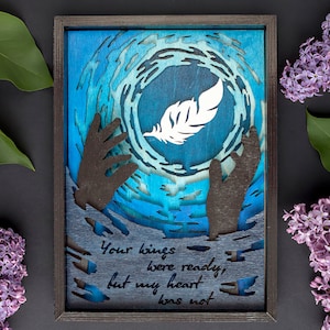 Your wings were ready memorial plaque, Keepsake wall hanging, Condolence gift, In tribute frame, In memory of sympathy gift, 3D loss gift