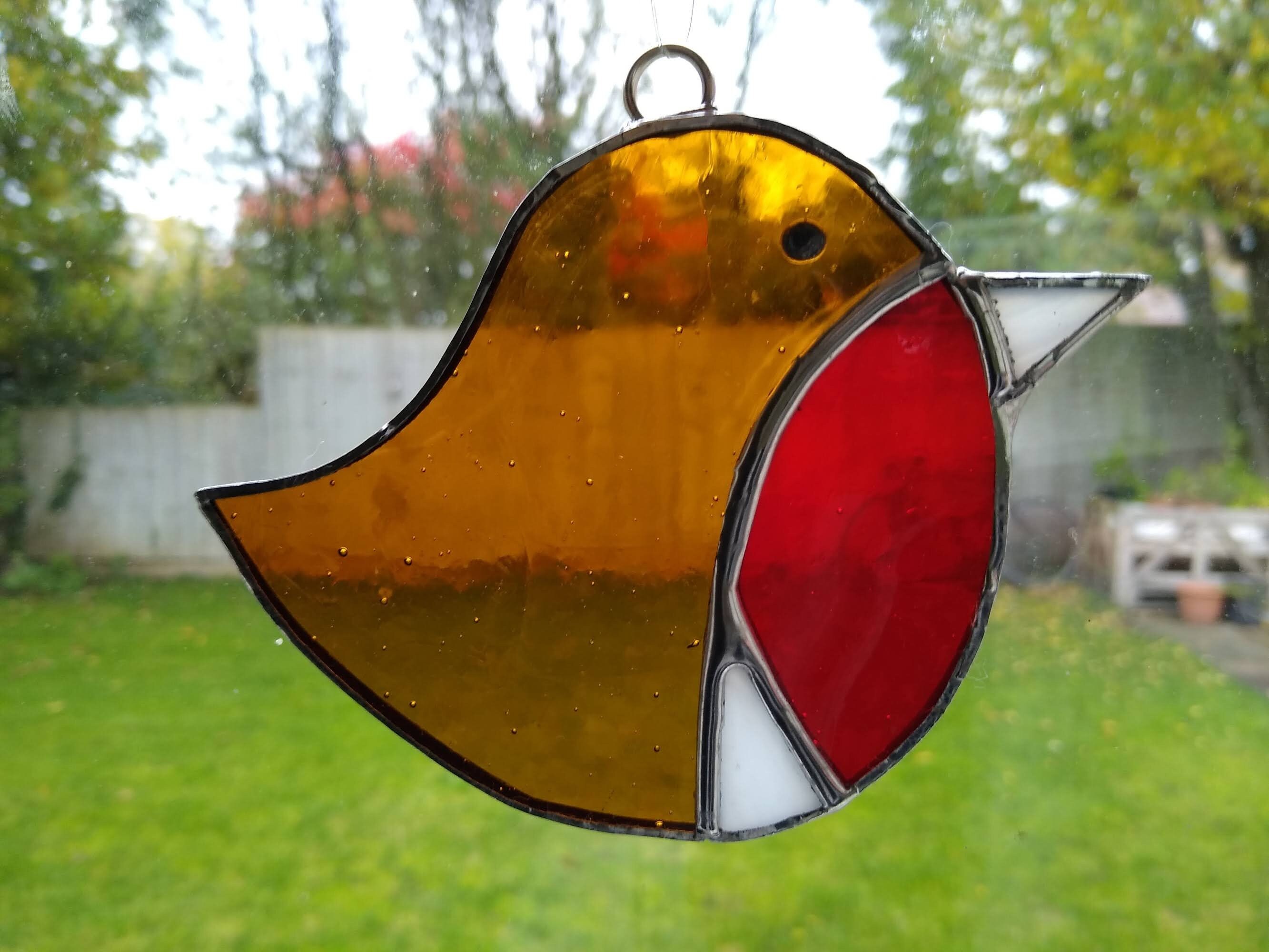 Stained Glass Robin Etsy