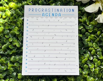 Procrastination Agenda Notepad--Funny Notepad-Sarcastic Memo Pad-Funny Office Gift- Coworker Appreciation Gift-Funny To Do List Pad