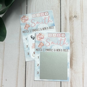 Girl Teddy Bear Scratch Game--Baby Lottery Game-Diaper Raffle Ticket-Custom Baby Game-Baby Shower Reveal-Scratch Off Game-Scratch and Win