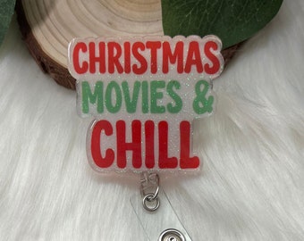 Christmas Movie Badge Reel--Christmas Badge Reel-Nurse Badge Reel-Winter Badge Reel-Glitter Badge Reel-Festive Badge Reel-Stocking Stuffer