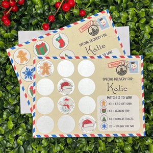 Carte postale de Noël - Carte à gratter et symbole de l'allumette - Billet de concert - Cadeau de concert personnalisé - Cadeau de Noël - Carte de révélation - Billet pour un événement