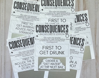 Bachelorette Game of Consequences--Bachelorette Weekend-Bachelorette Hunt-Bachelorette Game-Bachelorette Dare-Last Fling-Bach Bar Crawl