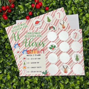 Livraison pour Noël - Carte à gratter et symbole de l'allumette - Billet de concert - Cadeau de concert personnalisé - Cadeau de Noël - Carte de révélation - Billet pour un événement