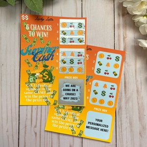 Summer Cash Scratch Ticket-- Scratch Card-Scratch Off Card-Secret Message-Baby Reveal Ideas-Secret Message Card-Surprise Trip Ticket