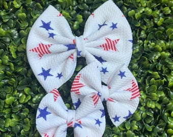 Star and Stripes Hair Bow--Independence Day Hair Accessory-Stars and Stripes Hair Bow-Summer Hair Bow-4th of July Head-Memorial Day Hair Bow