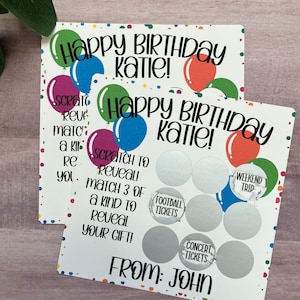Carte d'anniversaire à gratter et à associer -- Billet de concert - Cadeau de concert - Cadeau de concert personnalisé - Cadeau de Noël Billet de révélation Carte-cadeau de billet d'événement