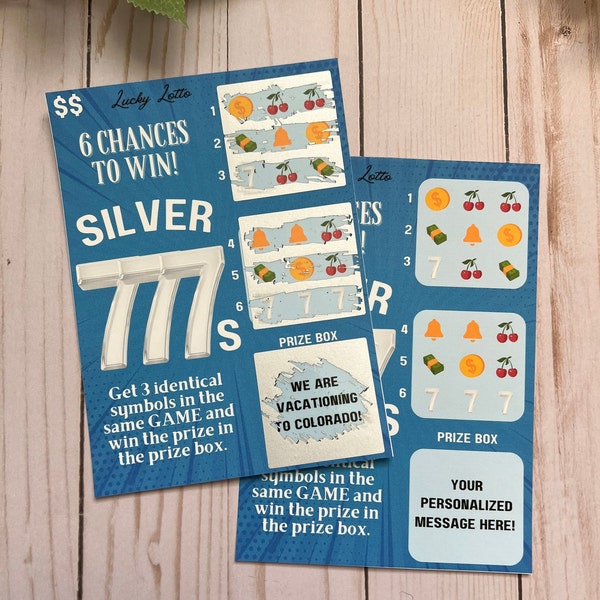 Silver Sevens Scratch Ticket-- Scratch Card-Scratch Off Card-Secret Message-Baby Reveal Ideas-Secret Message Card-Surprise Trip Ticket