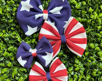 Patriotic Hair Bow--Independence Day Hair Accessories-Stars and Stripes Hair Bow-Summer Hair Bow-4th of July Headband-Memorial Day Hair Bow