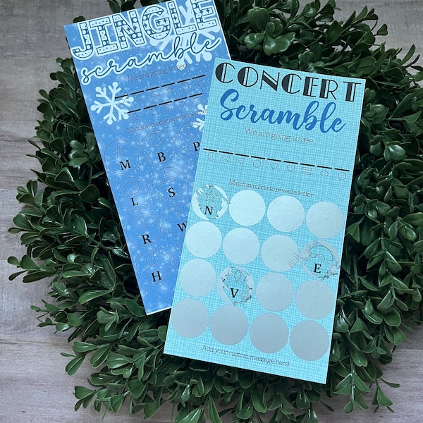 Concert Scramble Scratch Ticket-- Concert Ticket-Custom Concert-Concert Gift-Scratch Off Card-Unscramble Words-Scratch Card-Birthday Concert