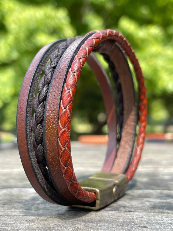 Colorful Pu Leather Bracelet Magnetic Buckle Multi layer - Temu