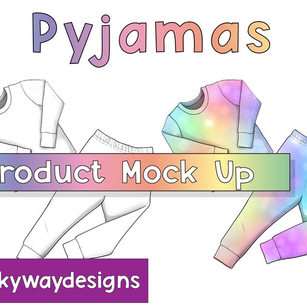 Product Mock Up Template Pyjamas PJs Easy to add 2 designs PNG Canva Etc