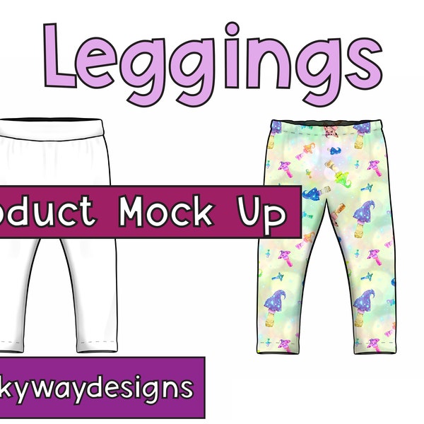 2x Product Mock Up Template Leggings Elastic and Yoga Waist Options PNG Canva Etc