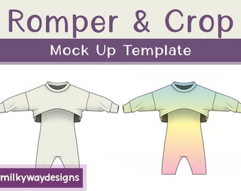 Productmodel rompersjabloon met bijgesneden dolman-top, png, canva enz.