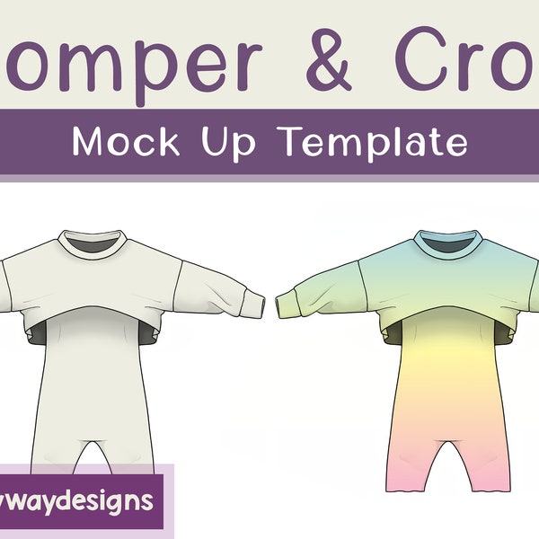 Product Mock Up Template Romper with Crop Dolman Top PNG Canva Etc