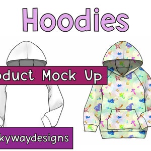 2x Product Mock Up Template Hooded Top Hoodie Sweat PNG Canva Etc