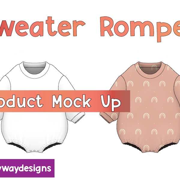 Product Mock Up Template Oversize Sweater Romper PNG Canva Etc