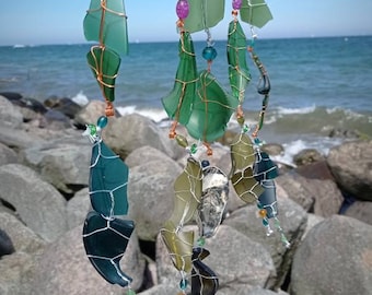 MARE Sea Glass Wind Chime, Mobile, Chime, Driftwood, Suncatcher