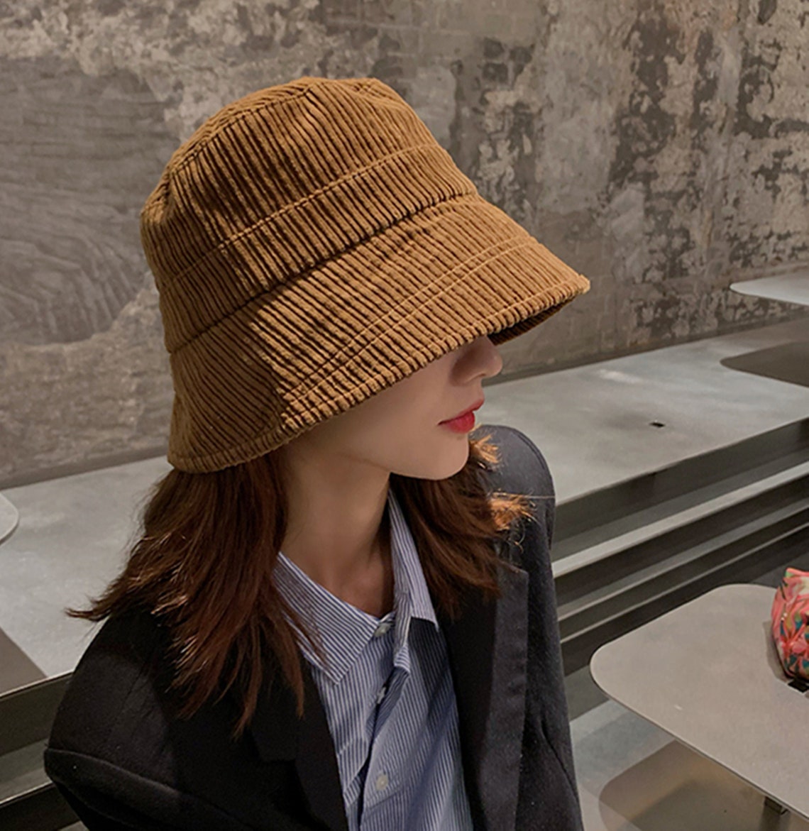 Corduroy Bucket Hat Beach Vacation Bucket Hat Women Summer Etsy