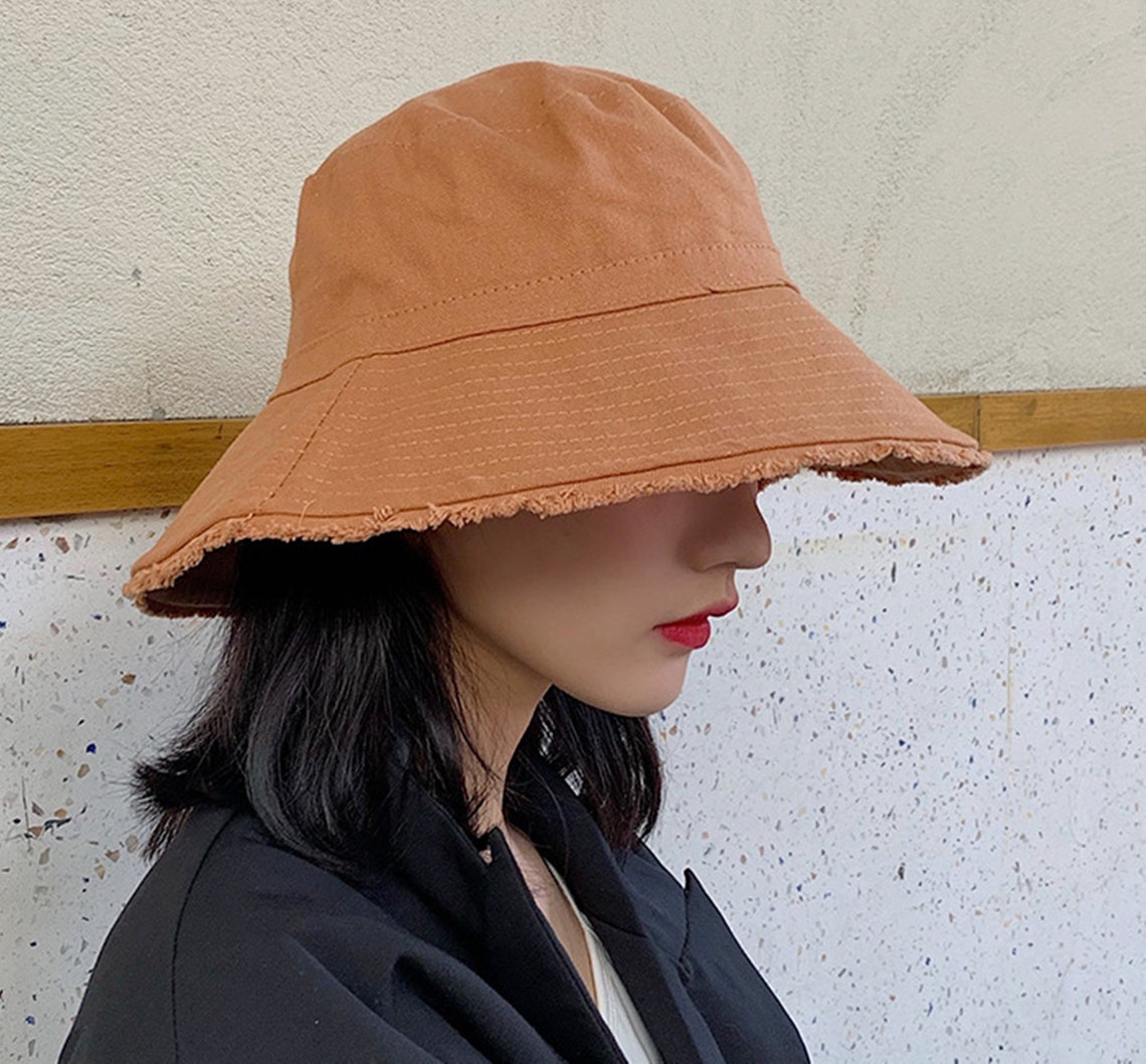 Orange Bucket Hat Women Summer Hat Foldable Sun Hat Wide | Etsy