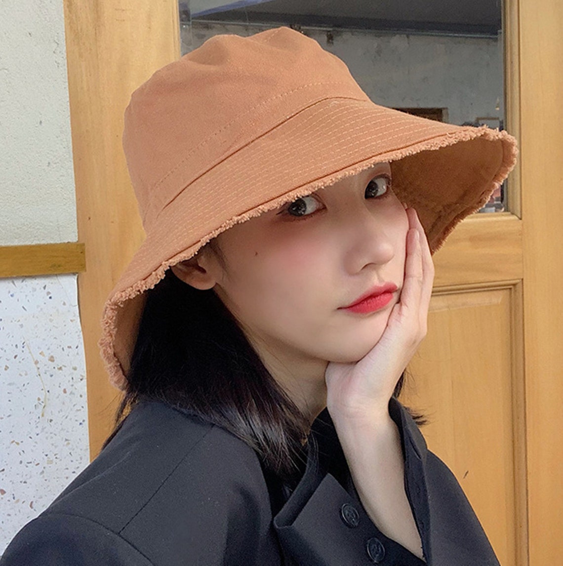 Orange Bucket Hat Women Summer Hat Foldable Sun Hat Wide Etsy