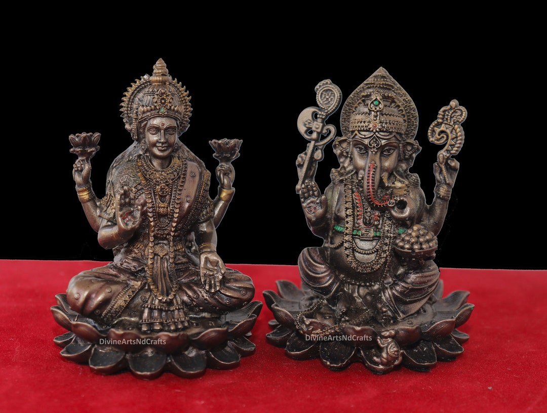 Laxmi Ganesh Statue 4 Inch Lakshmi Ganesha Statue Ganesh Etsy