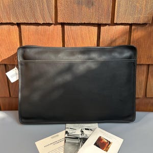 NWT XL Vintage Coach Zip Portfolio Leather Document Laptop Bag 5225, black