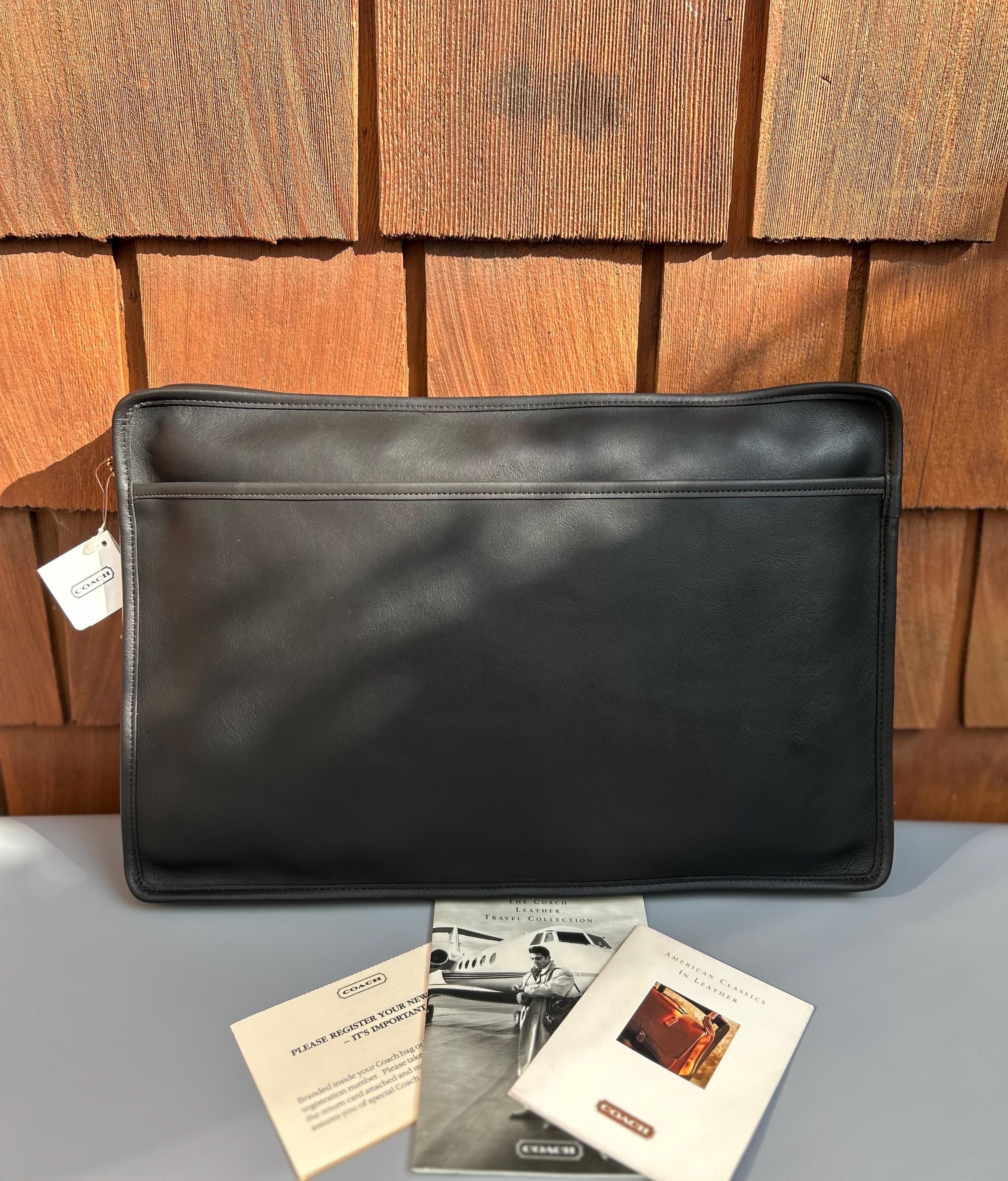NWT XL Vintage Coach Zip Portfolio Leather Document Laptop Bag