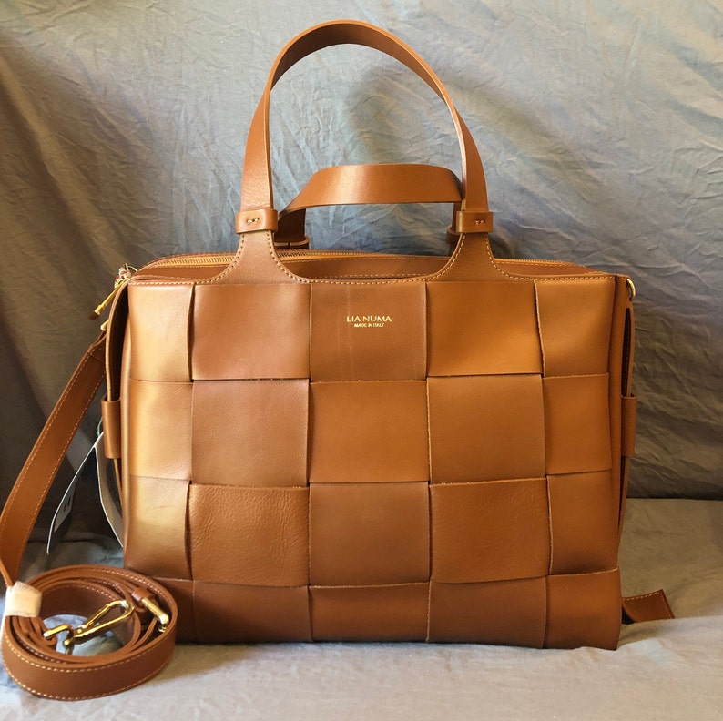 NWT Lia Numa Italy leather woven satchel Etsy